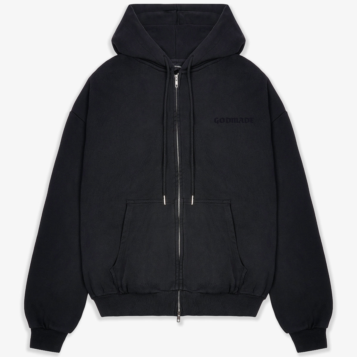 SIGNATURE - ESSENTIAL ONYX ZIP HOODIE - BLACK – Godmade Clo