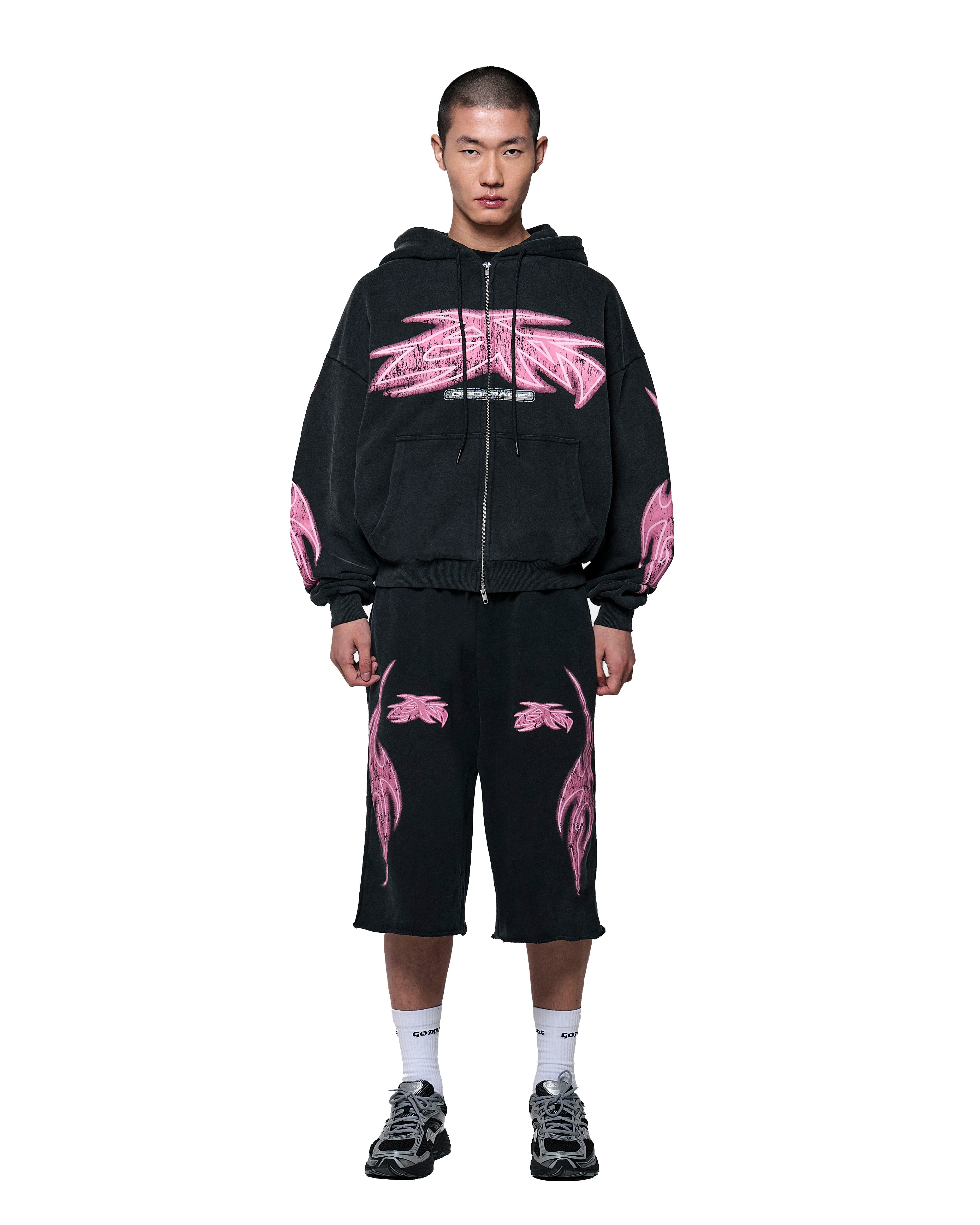 VIVID ZIP HOODIE - WASHED BLACK – Godmade Clo