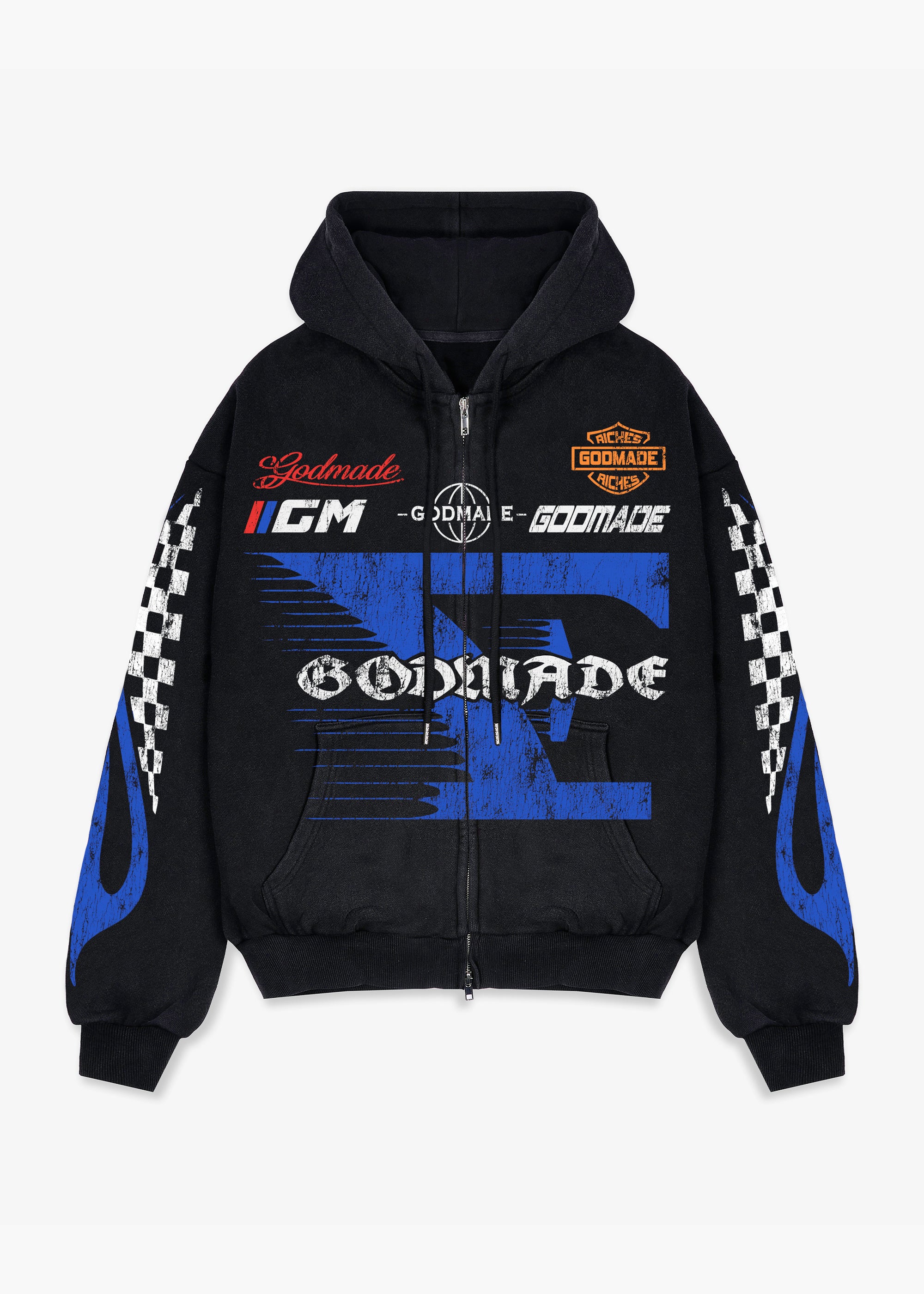 7 SPEED ZIP HOODIE - WASHED BLACK – Godmade Clo