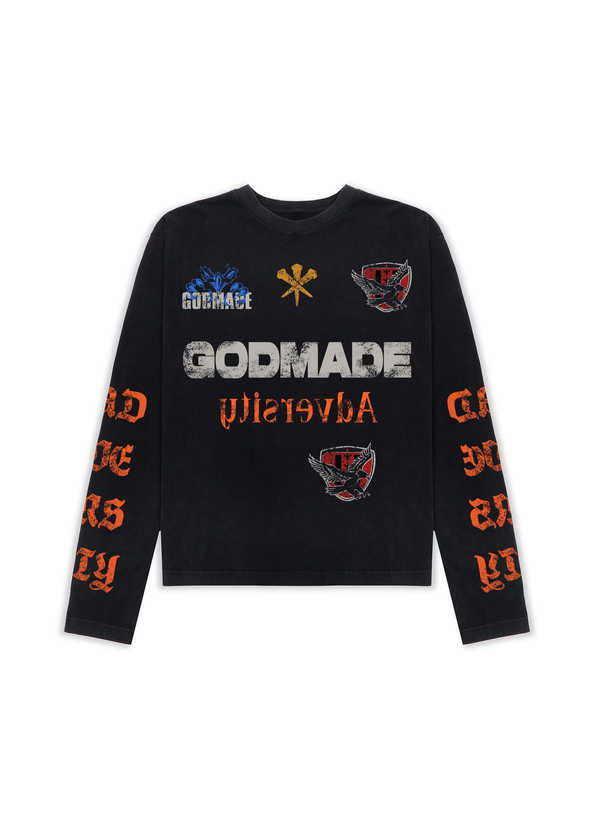 ADVERSITY LONG SLEEVE T-SHIRT - BLACK – Godmade Clo