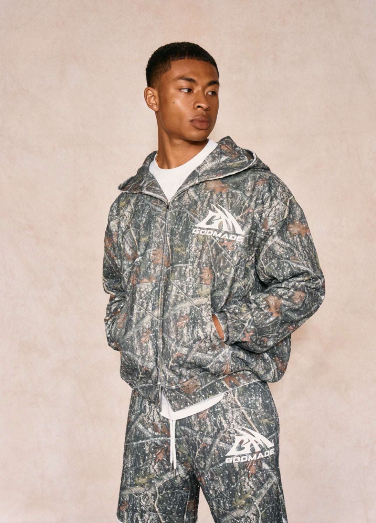 FOREST CAMO RHINESTONE - ZIP HOODIE – Godmade Clo