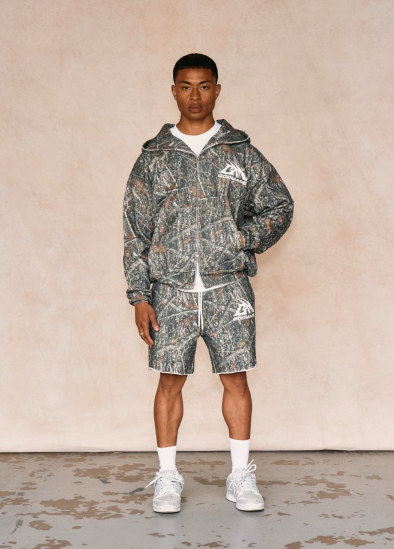 FOREST CAMO RHINESTONE - ZIP HOODIE – Godmade Clo