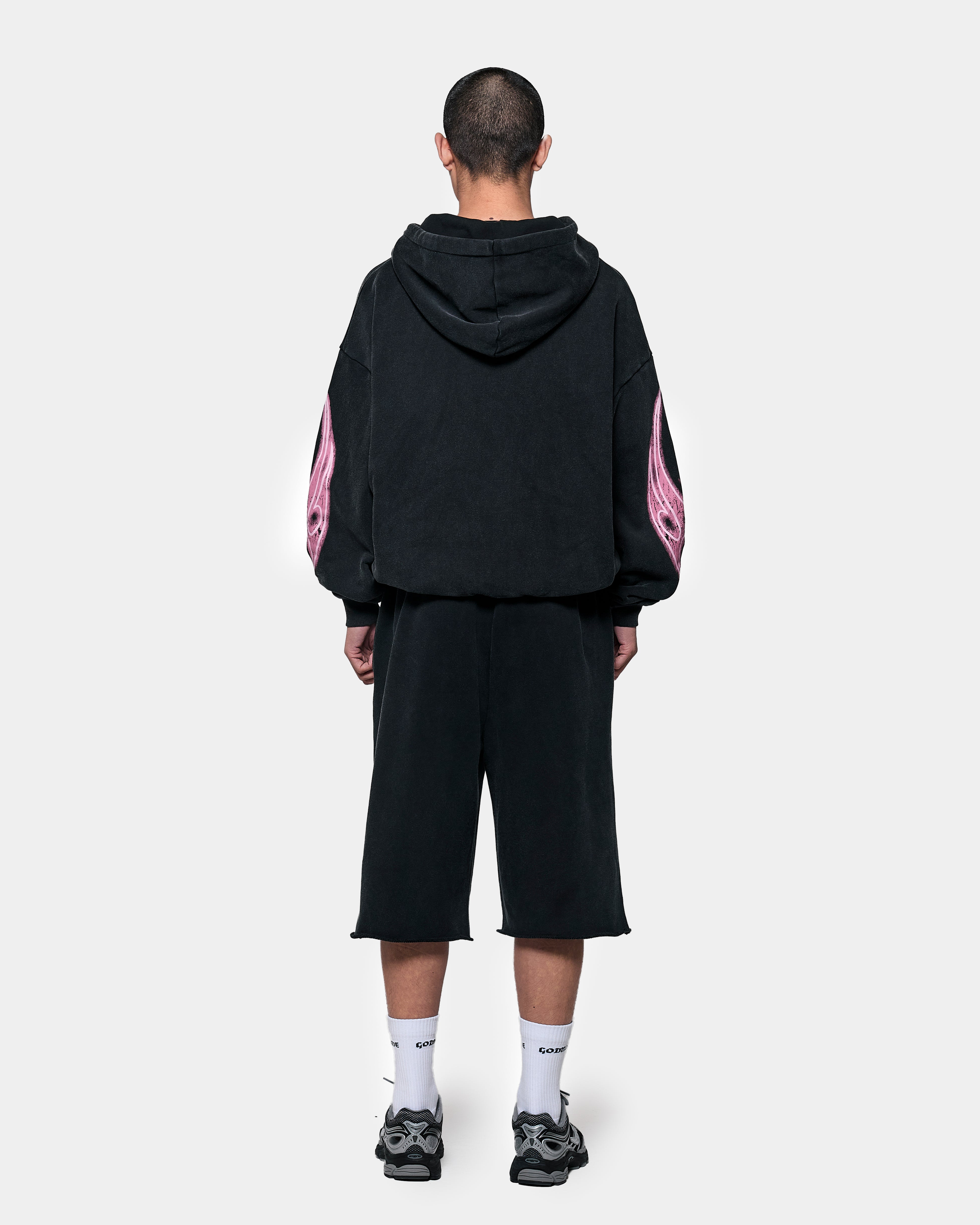 VIVID ZIP HOODIE - WASHED BLACK – Godmade Clo