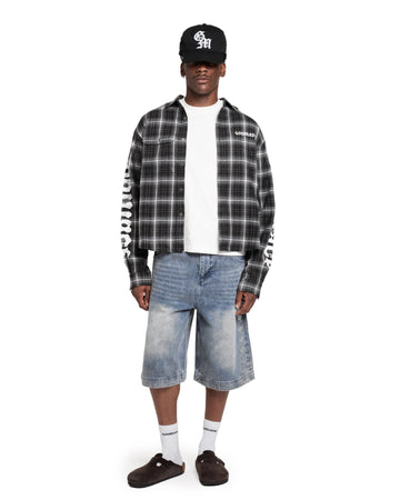 BROKEN SCRIPT FLANNEL - RAVEN BLACK