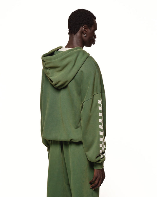 FLAME TRAIL ZIP HOODIE - WASHED GREEN