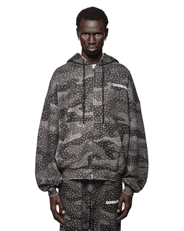 RHINESTONE HOODIE - BLACK CAMO