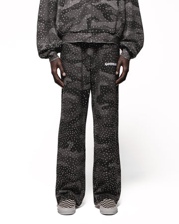 RHINESTONE SWEATPANTS - BLACK CAMO