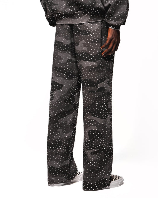 RHINESTONE SWEATPANTS - BLACK CAMO