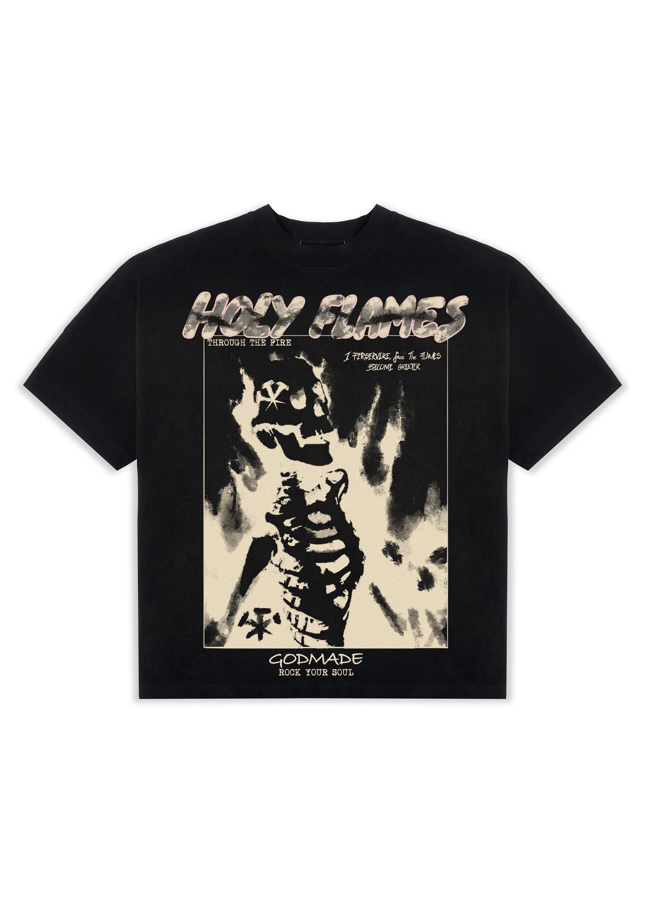 HOLY FLAMES - WASHED BLACK T-SHIRT