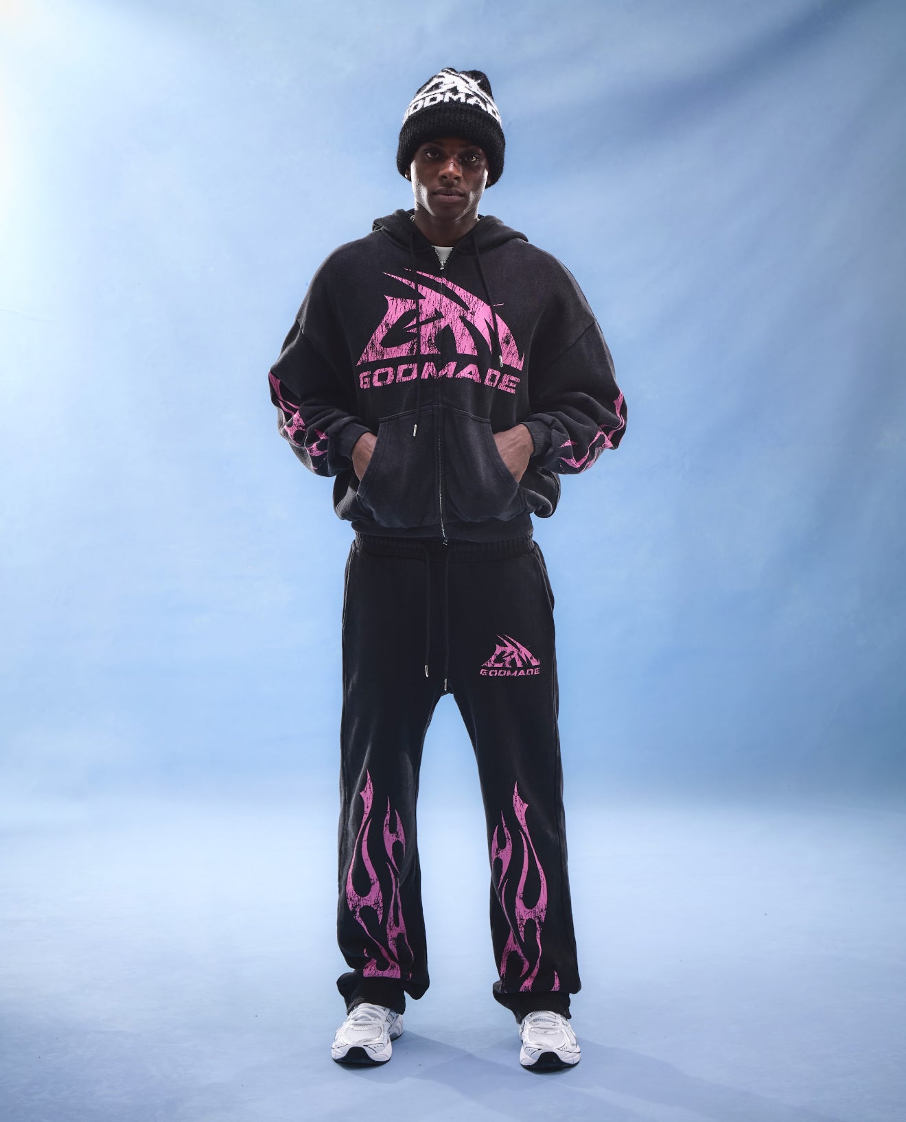 GM LOGO - PINK BLACK SWEATPANTS – Godmade Clo