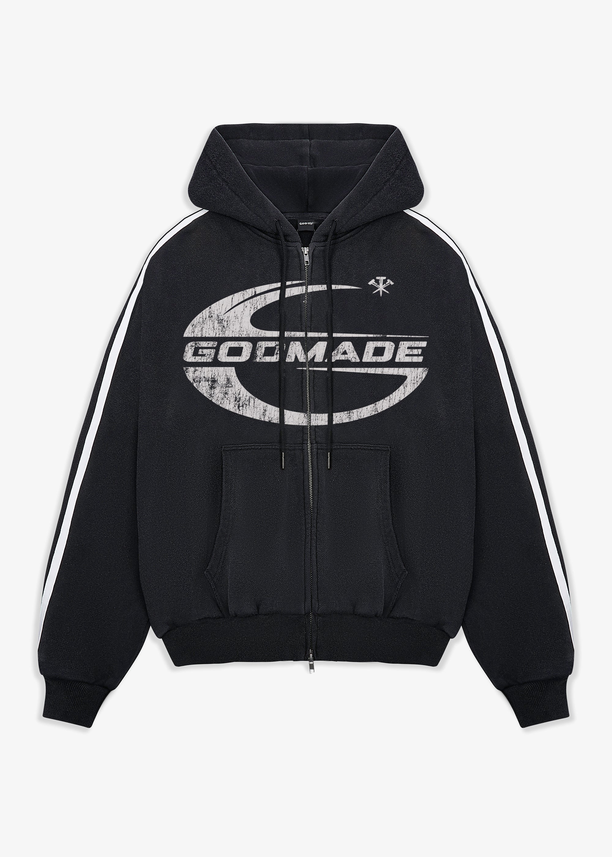 IMPERIAL ZIP HOODIE - WASHED BLACK – Godmade Clo