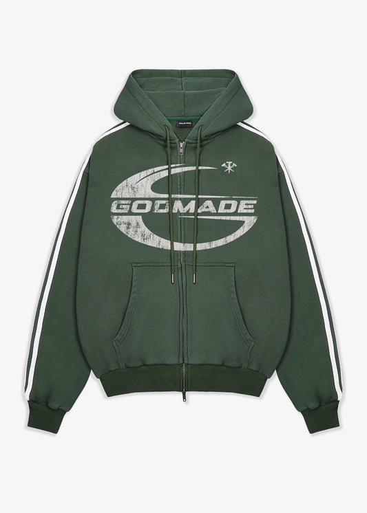 IMPERIAL ZIP HOODIE - WASHED GREEN