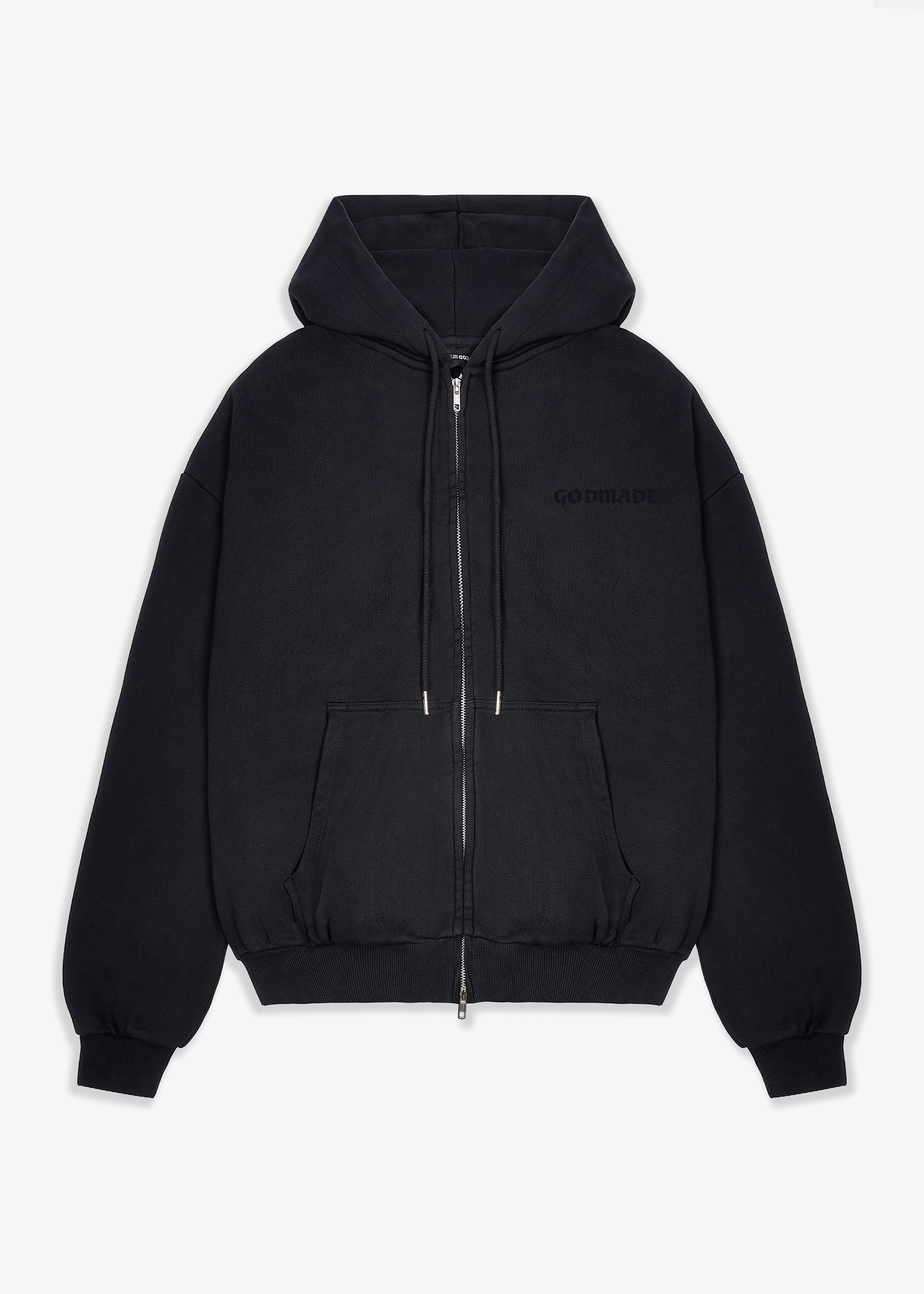 SIGNATURE - ESSENTIAL ONYX ZIP HOODIE - BLACK – Godmade Clo