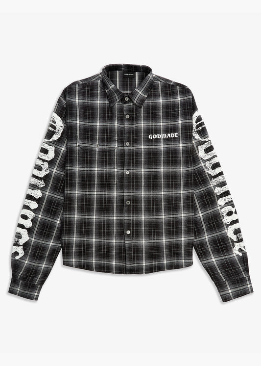 BROKEN SCRIPT FLANNEL - RAVEN BLACK