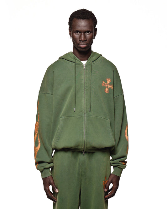 BLAZELINE ZIP HOODIE - WASHED GREEN