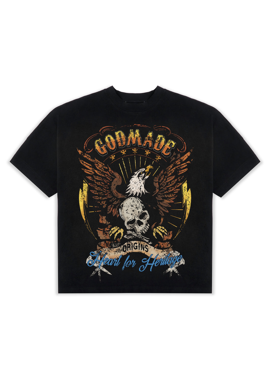 HEART FOR HERITAGE BLACK WASHED TSHIRT Godmade Clo