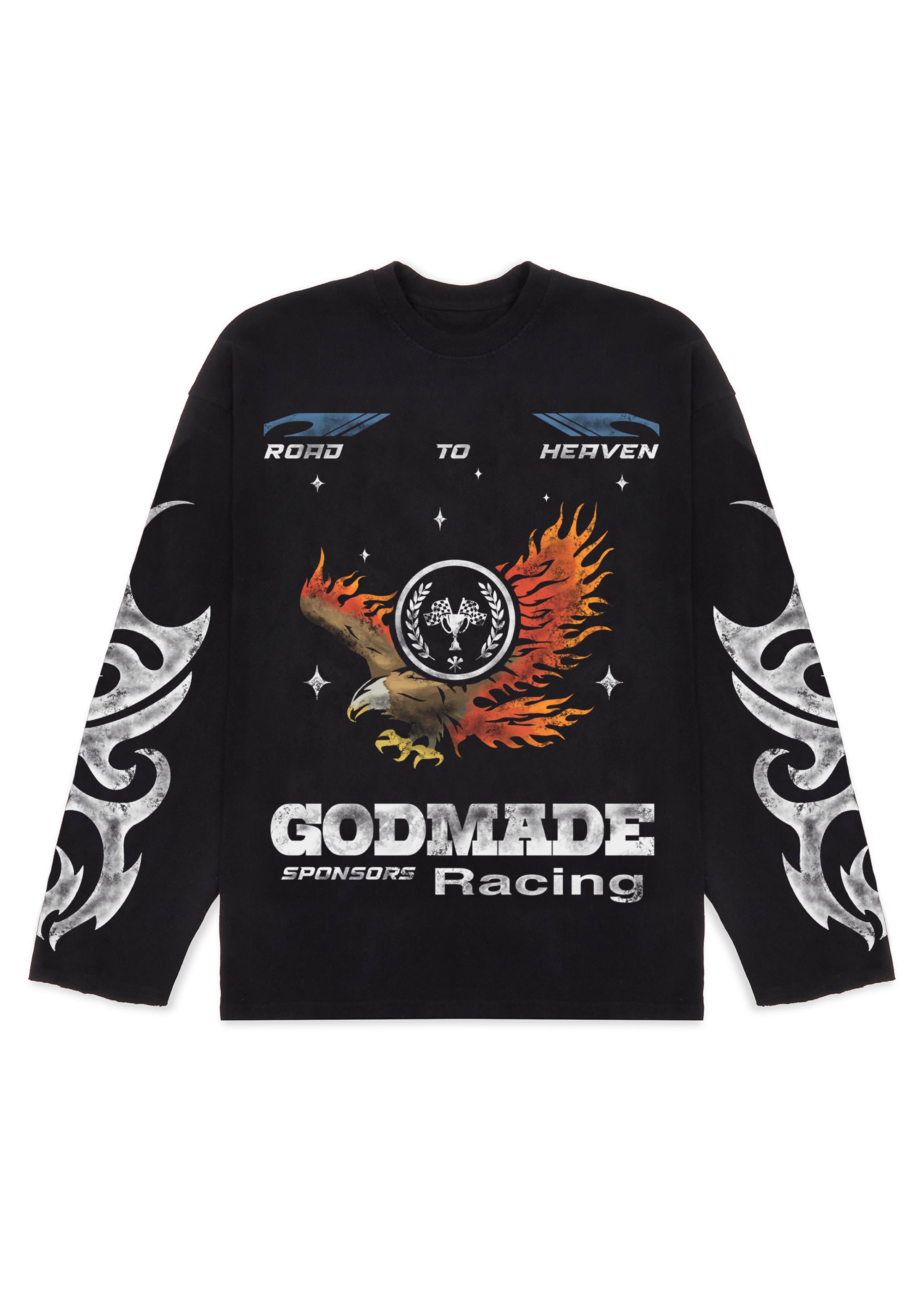 ROAD TO HEAVEN LONG SLEEVE T-SHIRT - BLACK – Godmade Clo