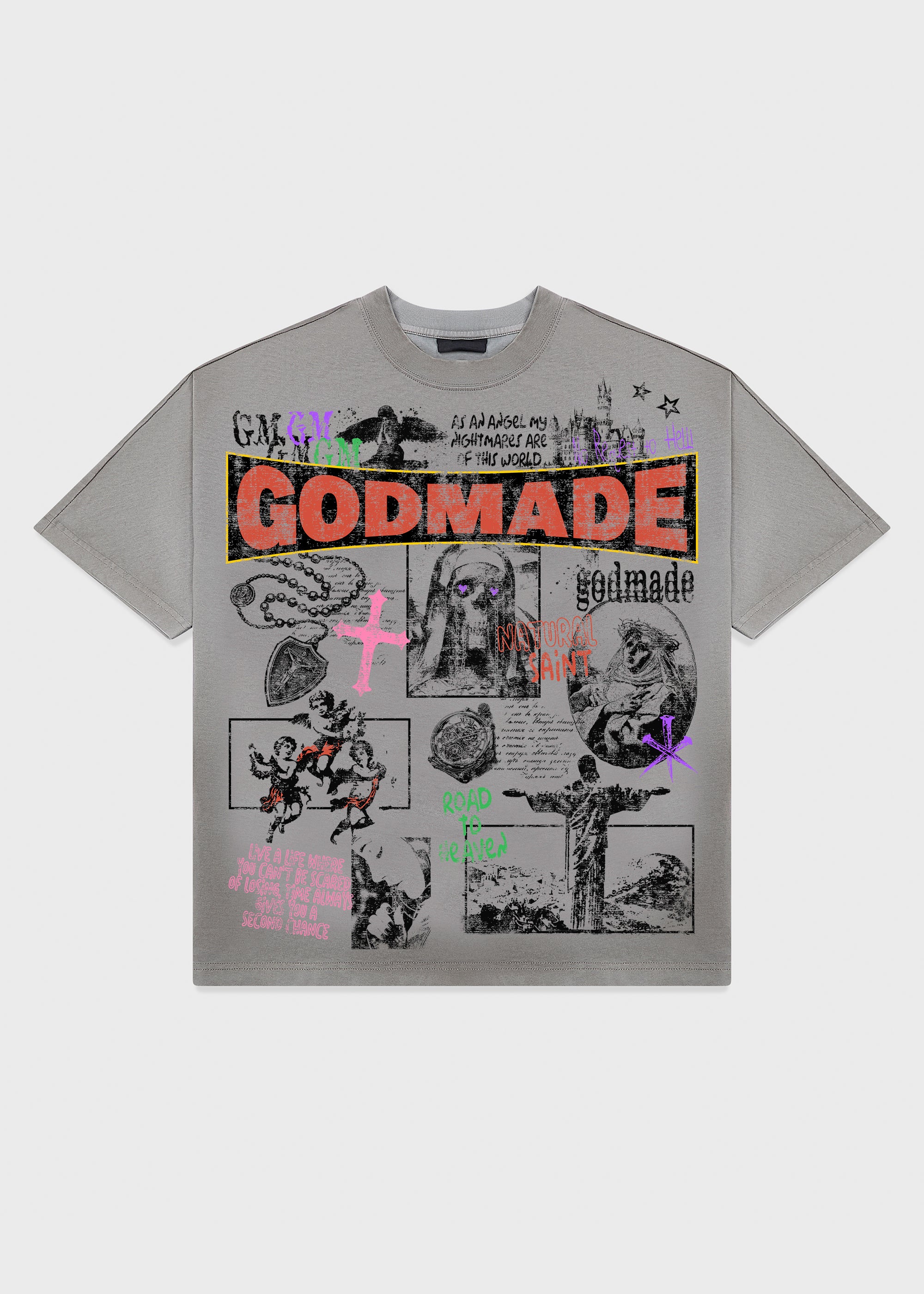 NATURAL SAINT - GREY WASHED T-SHIRT – Godmade Clo