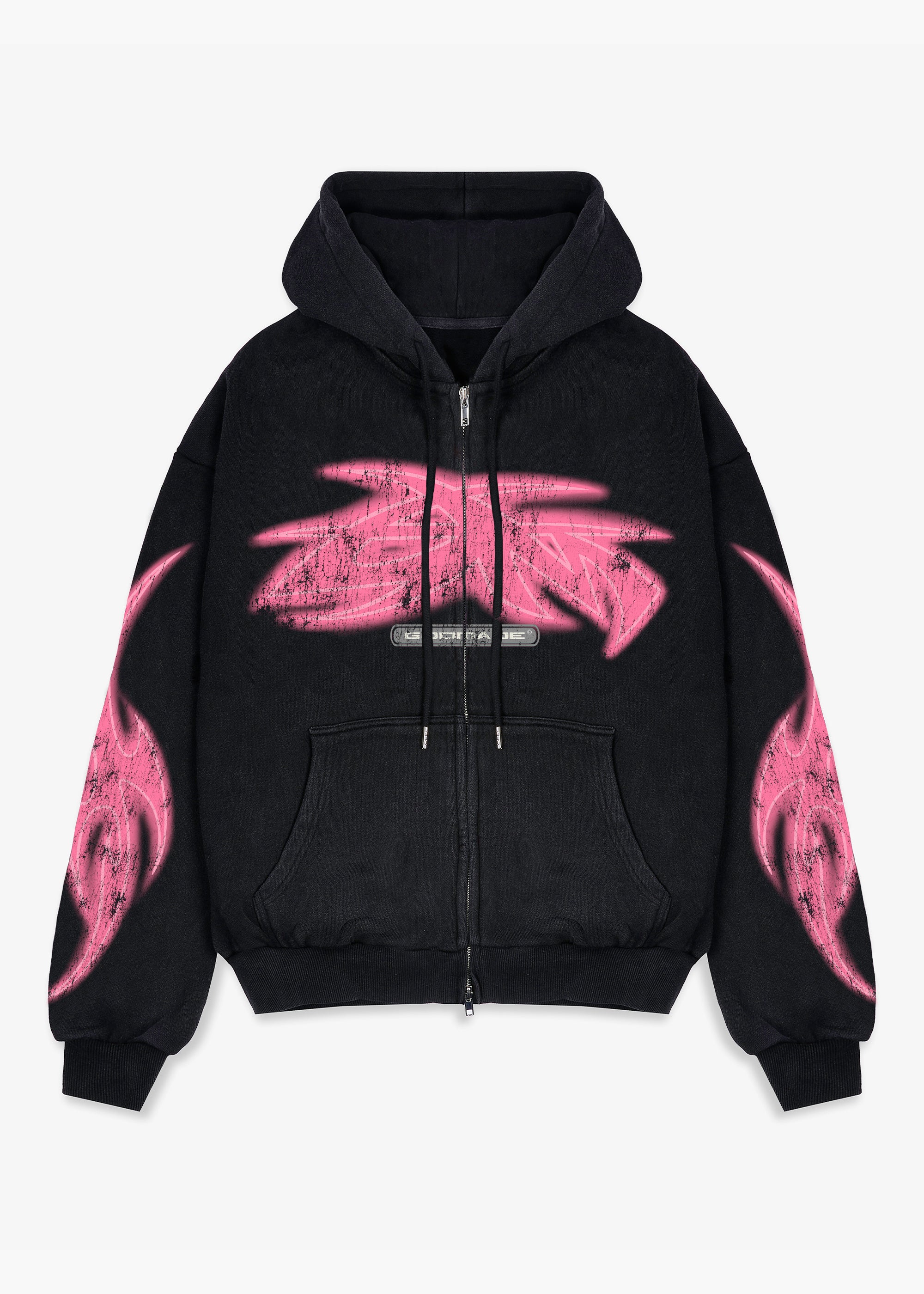 VIVID ZIP HOODIE - WASHED BLACK – Godmade Clo