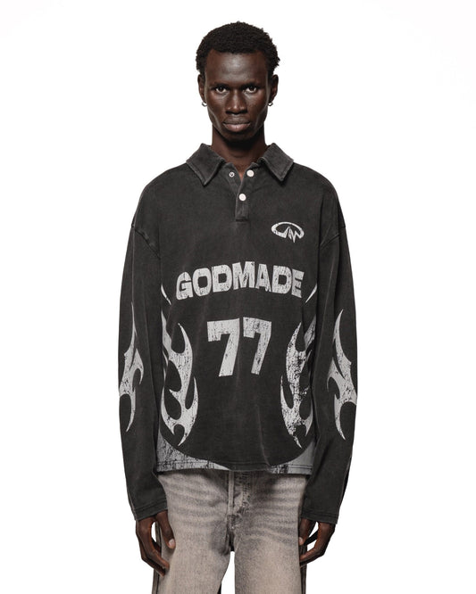 FLASH RUGBY SHIRT - WASHED BLACK